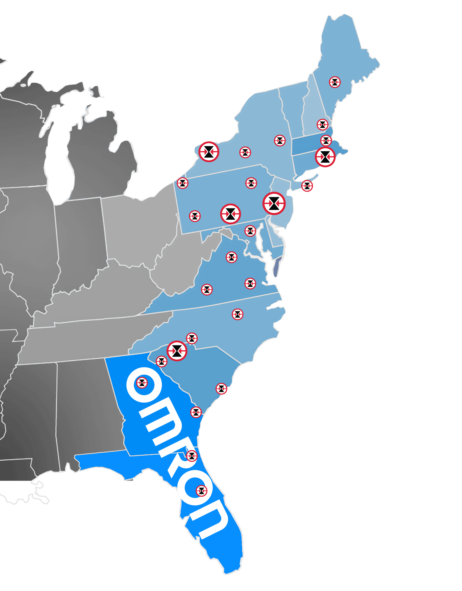 Eastern Locations Map 2024 Omron Press Release copy - no key